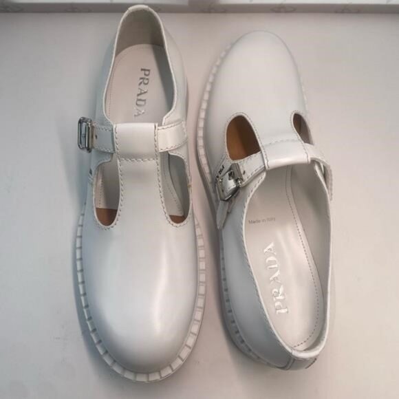 New Authentic PRADA  Spazzolato Mens Mary Jane T Strap 40mm Loafers - Picture 9 of 10